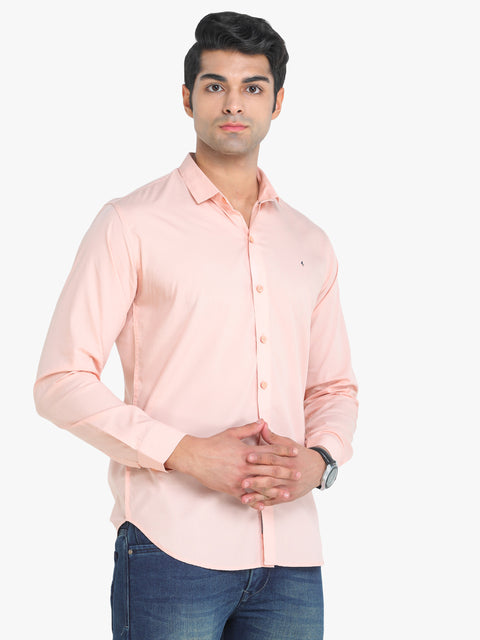 COLVYNHARRIS JEANS Solid Pink Full Sleeve Casual Shirt