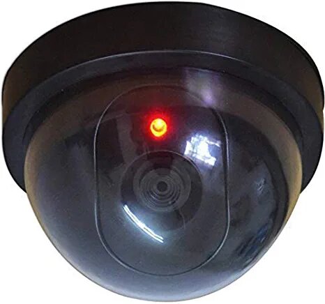 Outdoor Indoor Fake Dome Camera Black with CCTV Dummy Surveillance with Flashing Red LED Light