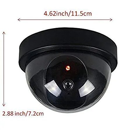 Outdoor Indoor Fake Dome Camera Black with CCTV Dummy Surveillance with Flashing Red LED Light