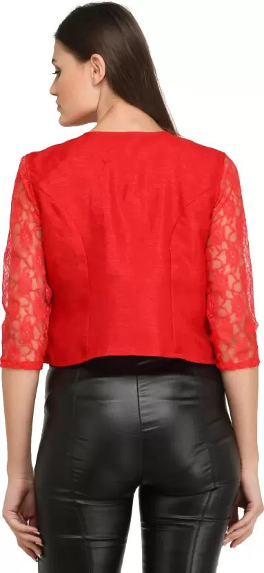 Buy Funku Fashion 3/4 Sleeve Red Shrug for Women Online