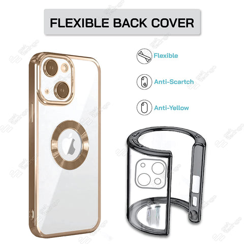 Klikmore Back Cover For Apple Iphone 13 (Gold, Flexible)