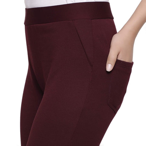 DECHEN Women Mid Waist Slim Fit Polyester Lycra Fabric Wine Tregging/ Legging/ Jeggings
