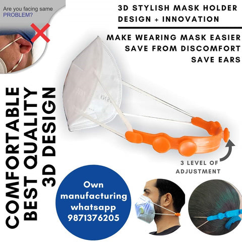 Funku 3D Mask Holder, Hook Ear Strap Extension Mask, Adjustable Mask Strap Extender, in Mix Colors (Packof 5)