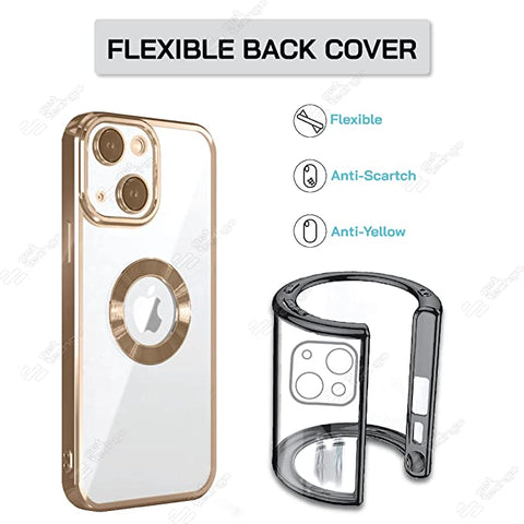 Klikmore Back Cover for Apple iPhone 14 Max (Gold, Flexible)