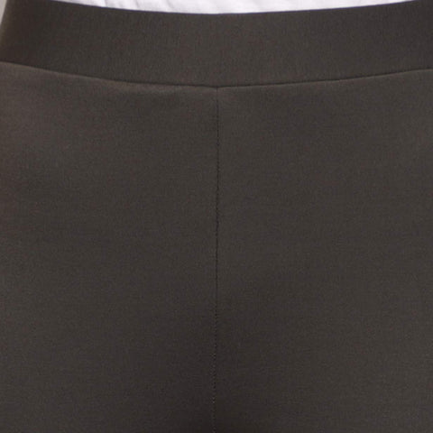 DECHEN Women Mid Waist Slim Fit Polyester Lycra Fabric Olive Tregging/ Legging/ Jeggings