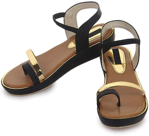 Funku Fashion Fashion Sandals Comfortable and Stylish Toe-ring Wedge with Ankle Strap