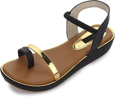 Funku Fashion Fashion Sandals Comfortable and Stylish Toe-ring Wedge with Ankle Strap